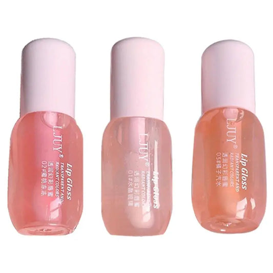 3 Pcs/Set Long Lasting Lip Gloss, Moisturizing Hydrating Lip Glaze, Glossy & Non-Sticky Lip Stick, Plumping Lip Oil Lip Stick Cosmetic for Girls & Women, Makeup