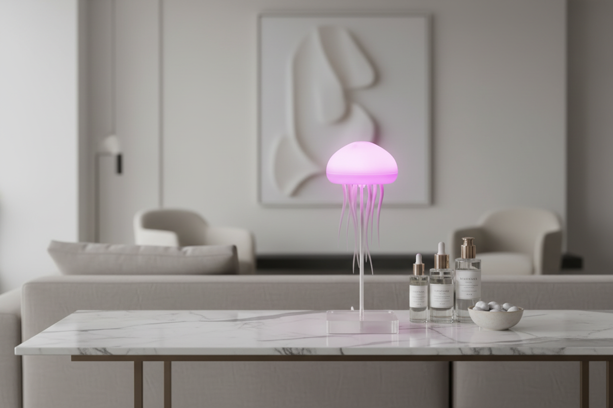 Aurelia Medusa Lamp en mesa de mármol